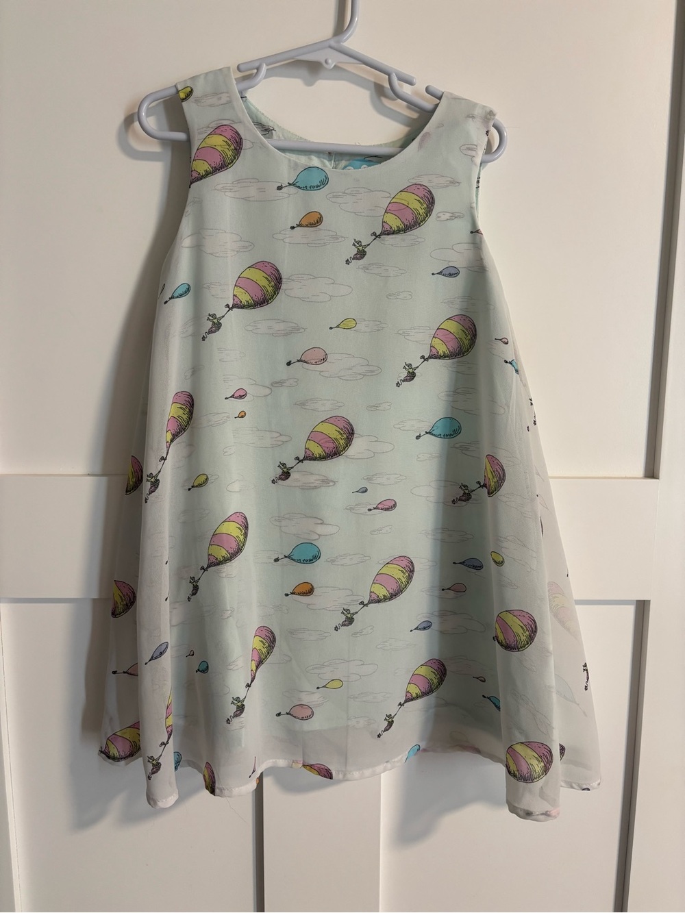 Mint Balloon-Print A-Line Dress for Kids